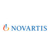 Novartis logo with a flame-like symbol in red, orange, and blue, next to blue uppercase text that reads Novartis.