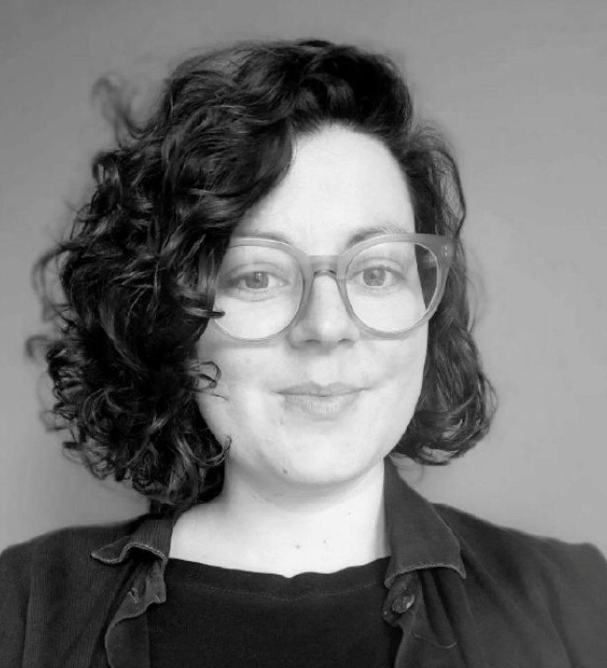 A black and white headshot of Ruth Renfrew