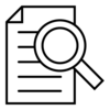 Document with magnifying glass iconography
