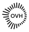 Black and white One Vision Health (OVH) logo with radiating bars forming a circular pattern around the letters “OVH”.