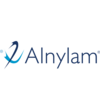 Logo of Alnylam featuring a stylised blue and navy emblem to the left of the word 