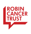 Logo of The Robin Cancer Trust. The name appears in bold red capital letters on a white background in a red speech bubble
