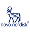 An image of a bull with a sun disk between his horns. Novo Nordisk. registered trademark symbol