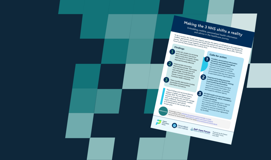 A blue chequered background. To the right of the image is the Making the 3 NHS shifts a reality poster.