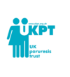 Two blue human figures, one male and one female, with bold 'UKPT' text and the 'UK Paruresis Trust'.