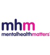 Mental Health Matters logo featuring the initials “mhm” above the organisation’s name in dark blue and pink lettering.