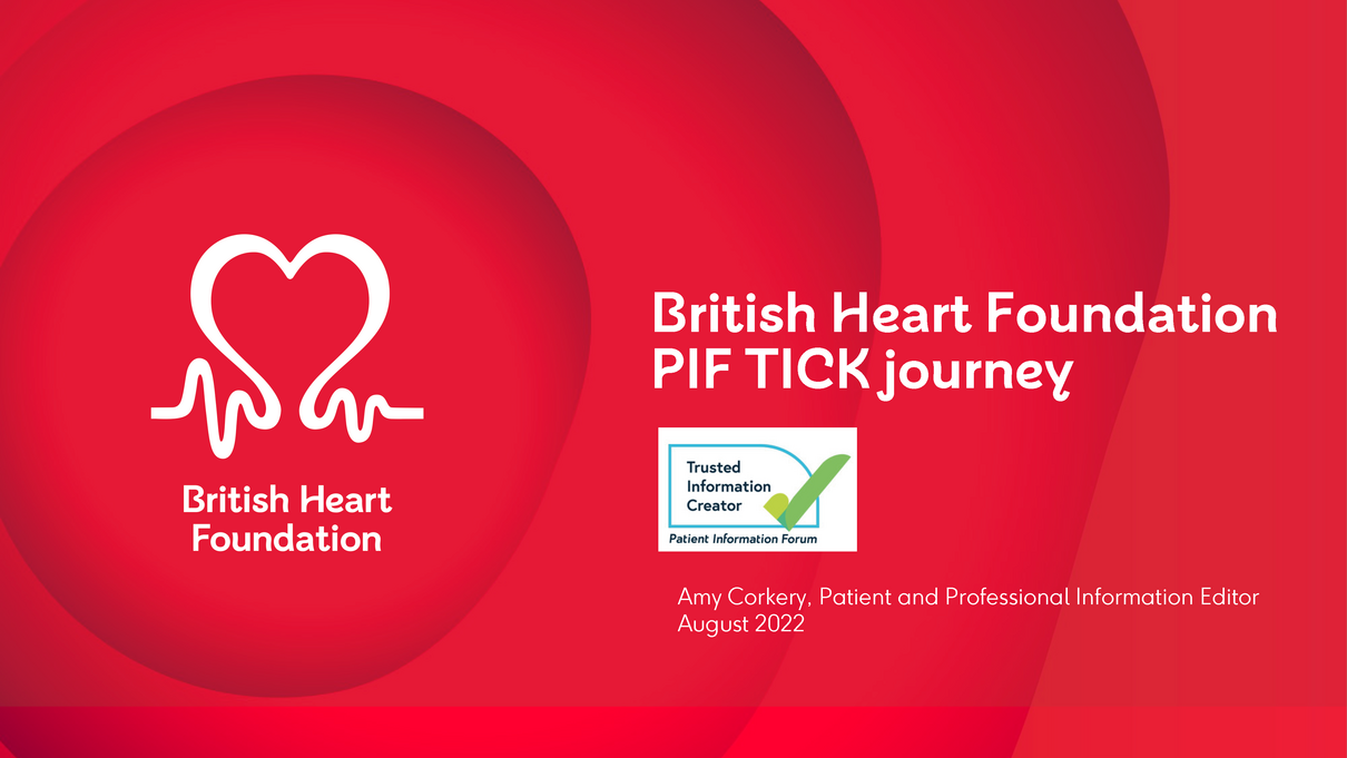 Cover British Heart Foundation – PIF TICK Journey