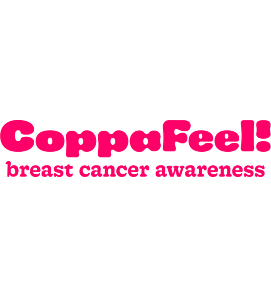 CoppaFeel! logo in bold pink text with the tagline “breast cancer awareness” underneath.