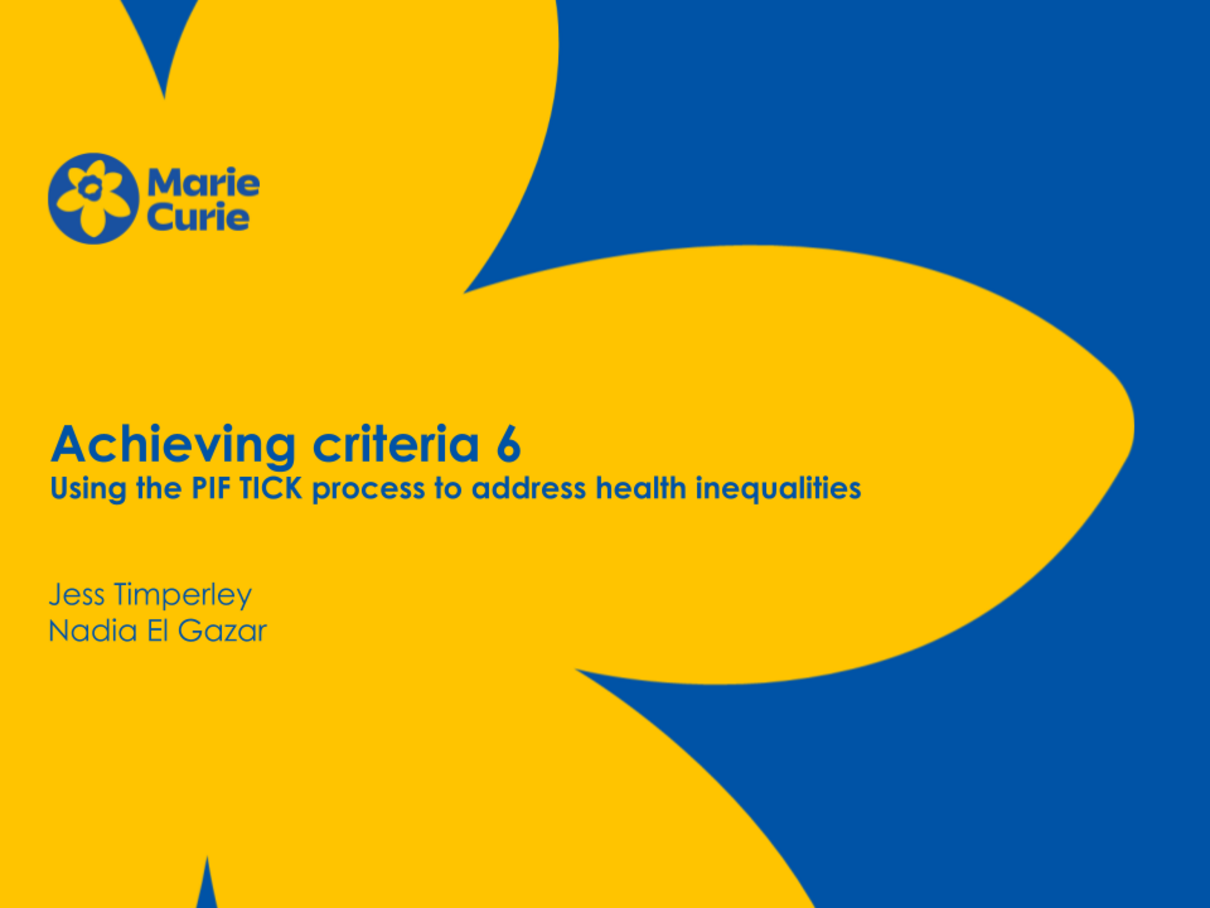 Using a PIF TICK-approved process to address health inequalities