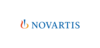 Novartis logo with a flame-like symbol in red, orange, and blue, next to blue uppercase text that reads Novartis.