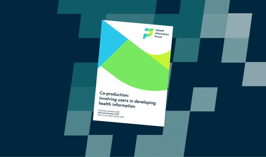 A dark blue background with lighter blue squares across the right-hand side. In the centre is the cover of the Guide - Optimising your site for AI search cover