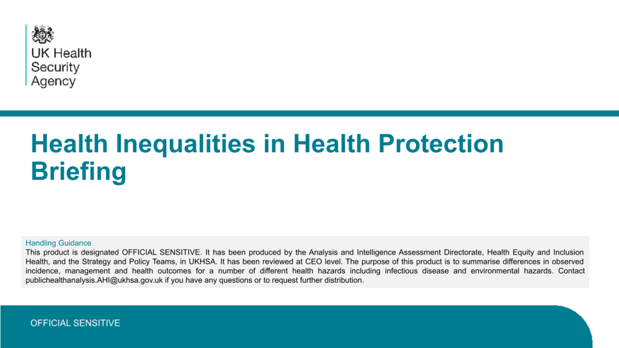 UK Health Security Agency, Health Inequalities in Health Protection Briefing