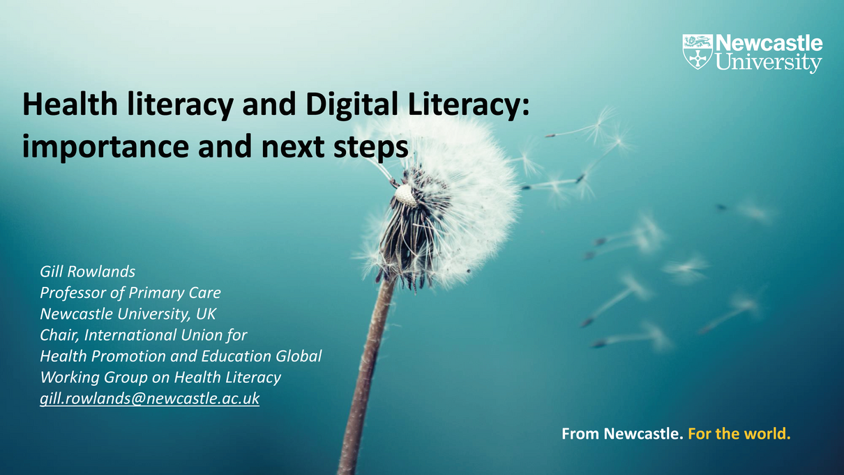 Gill Rowlands, Newcastle University – Health and Digital Literacy: Importance and Next Steps cover