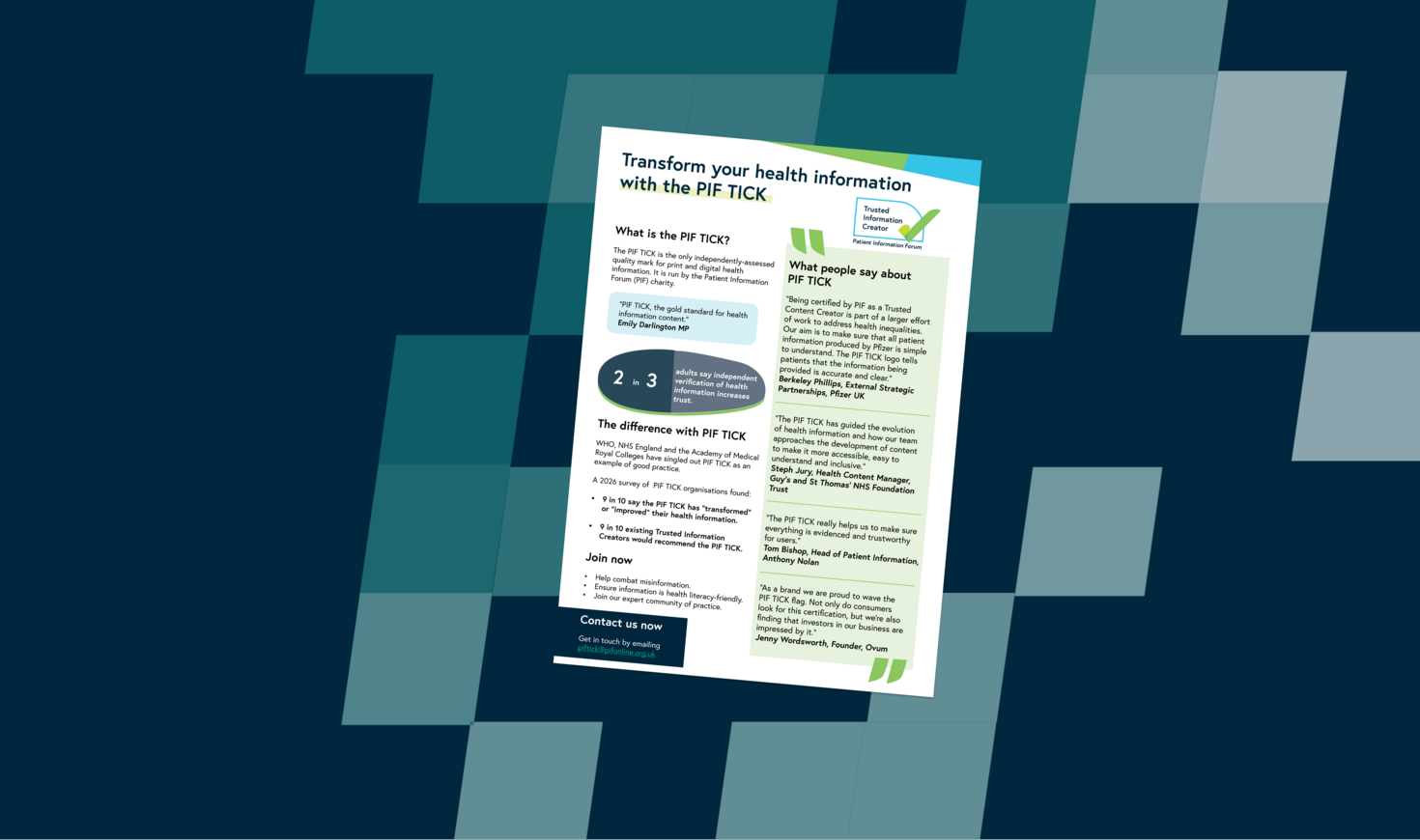 PIF TICK Certification | Patient Information Forum