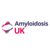 Amyloidosis UK logo featuring a ribbon design in pink and purple beside the organisation name “Amyloidosis UK” in blue and pink text.