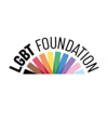 LGBT Foundation logo featuring the organisation name in black curved text above a fan-shaped rainbow of multicoloured rays.